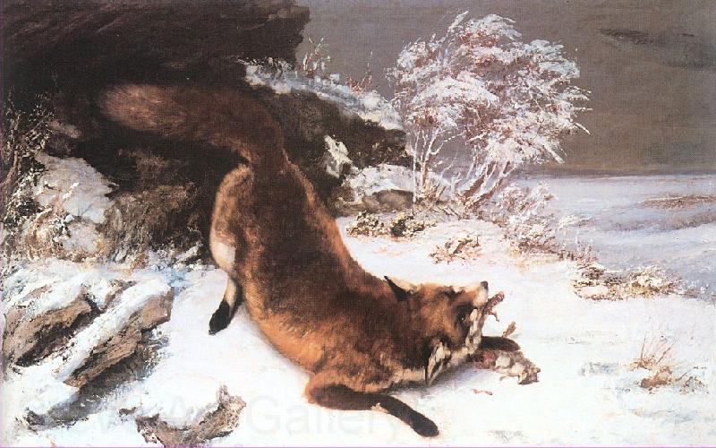 Courbet, Gustave The Fox in the Snow Norge oil painting art
